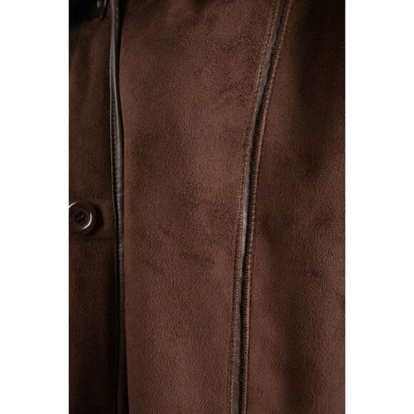 Excelled Collection Womans Brown Faux Suede Coat Size 2XL Faux Fur Trim Hood NWT - Picture 3 of 6